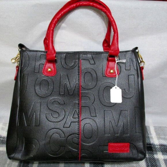 Stylish Black and Red Embossed Women's Bag - Picture 1 of 7